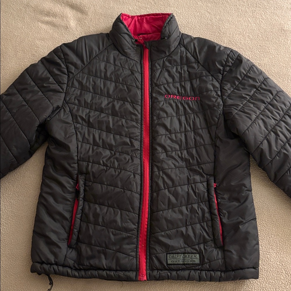 Women’s Puffer Jacket - Black with Pink Lining